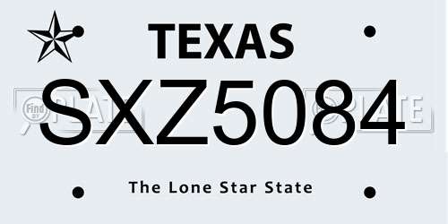 SXZ5084 Texas License Plate