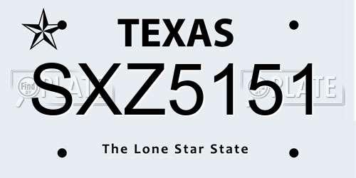 SXZ5151 Texas License Plate