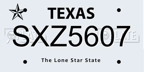 SXZ5607 Texas License Plate