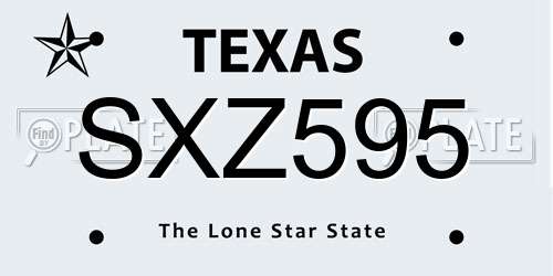 SXZ595 Texas License Plate