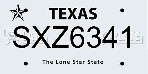SXZ6341 Texas License Plate