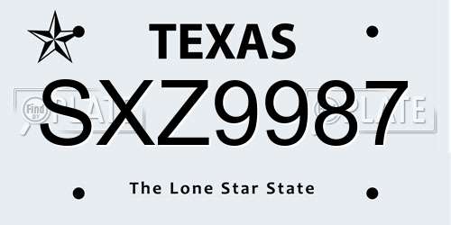 SXZ9987 Texas License Plate
