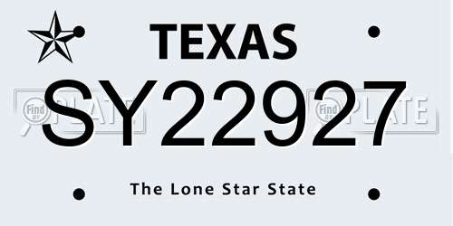 SY22927 Texas License Plate