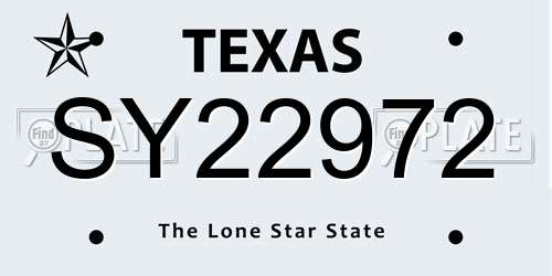 SY22972 Texas License Plate