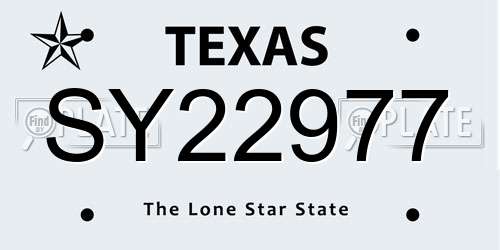 SY22977 Texas License Plate