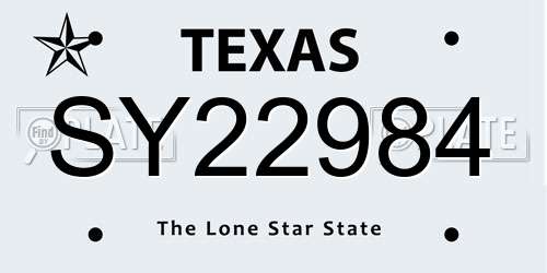SY22984 Texas License Plate