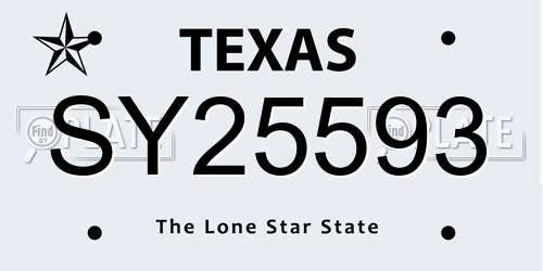 SY25593 Texas License Plate