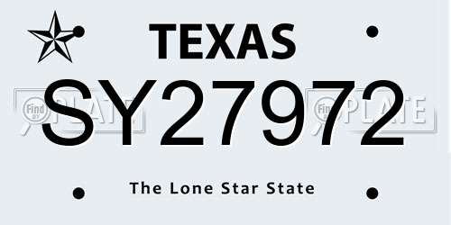 SY27972 Texas License Plate