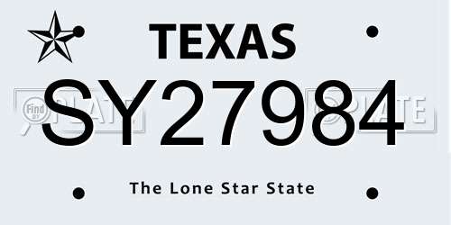 SY27984 Texas License Plate