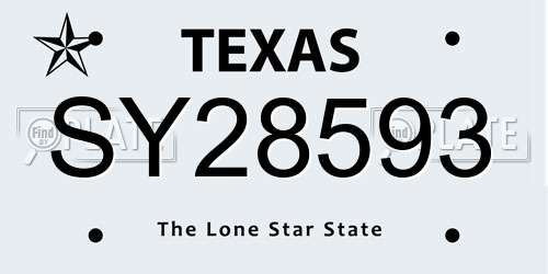 SY28593 Texas License Plate