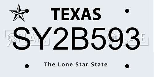 SY2B593 Texas License Plate