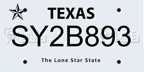 SY2B893 Texas License Plate