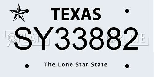 SY33882 Texas License Plate