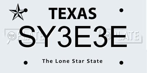 SY3E3E Texas License Plate