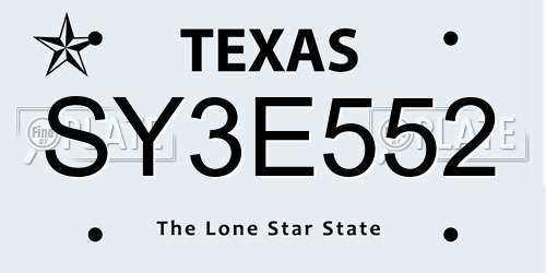 SY3E552 Texas License Plate