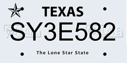 SY3E582 Texas License Plate