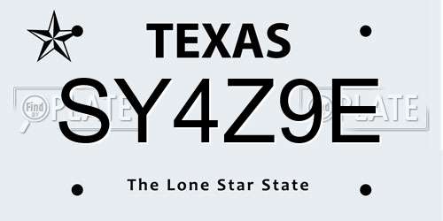 SY4Z9E Texas License Plate