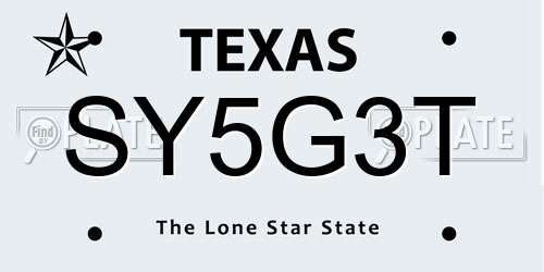 SY5G3T Texas License Plate