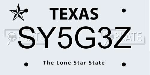 SY5G3Z Texas License Plate