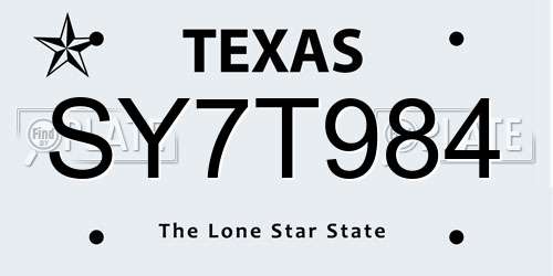 SY7T984 Texas License Plate