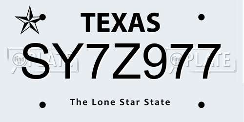 SY7Z977 Texas License Plate