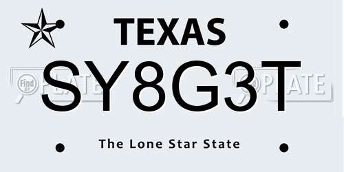 SY8G3T Texas License Plate