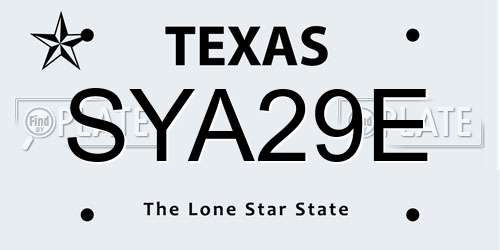 SYA29E Texas License Plate