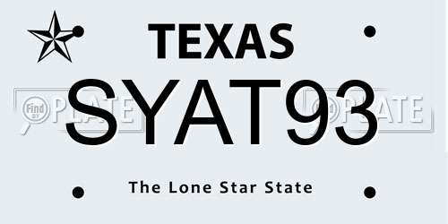 SYAT93 Texas License Plate