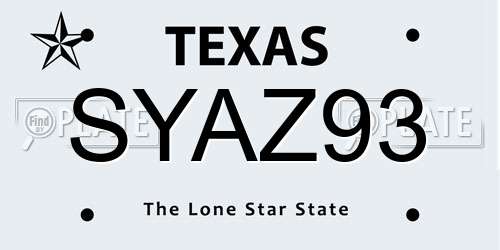 SYAZ93 Texas License Plate