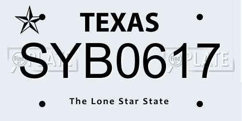 SYB0617 Texas License Plate
