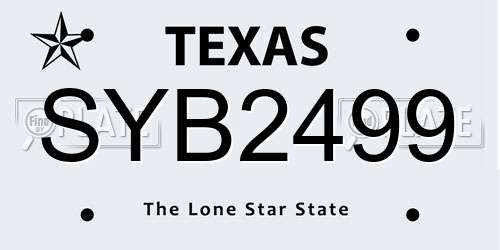SYB2499 Texas License Plate