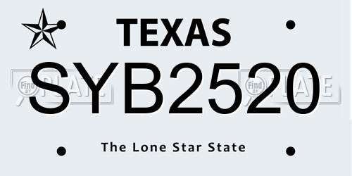 SYB2520 Texas License Plate