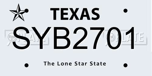 SYB2701 Texas License Plate
