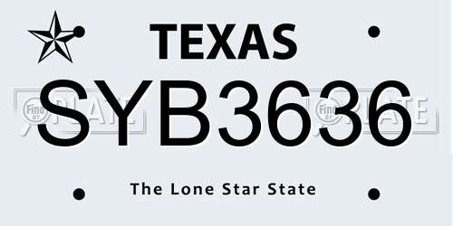 SYB3636 Texas License Plate