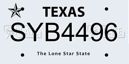 SYB4496 Texas License Plate