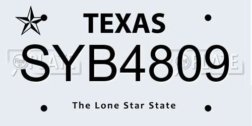 SYB4809 Texas License Plate