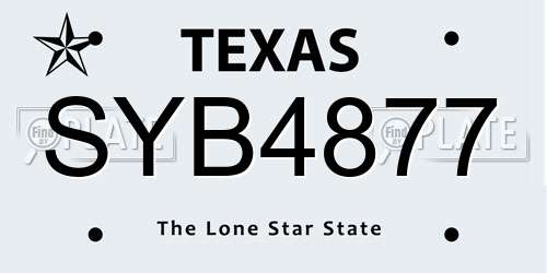 SYB4877 Texas License Plate