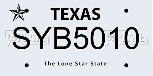 SYB5010 Texas License Plate
