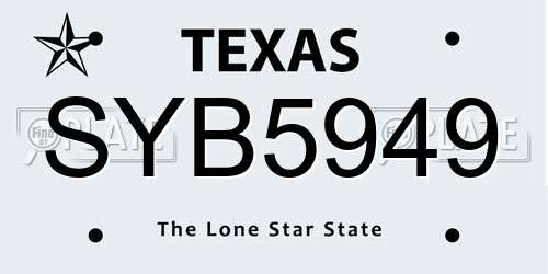 SYB5949 Texas License Plate