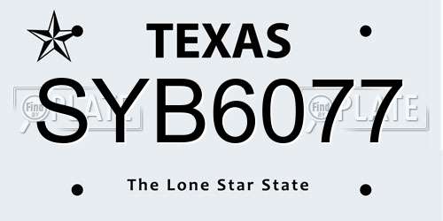 SYB6077 Texas License Plate