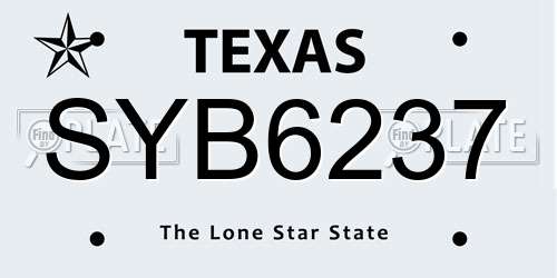 SYB6237 Texas License Plate