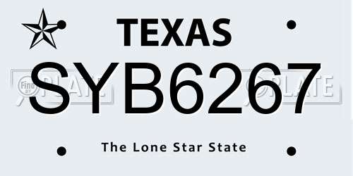 SYB6267 Texas License Plate