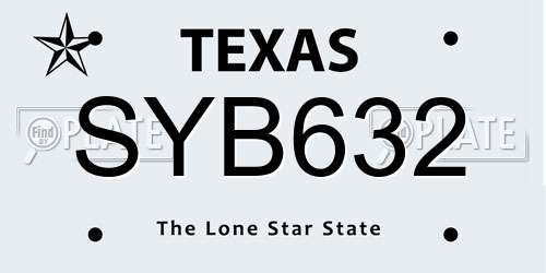 SYB632 Texas License Plate