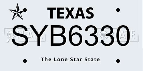 SYB6330 Texas License Plate