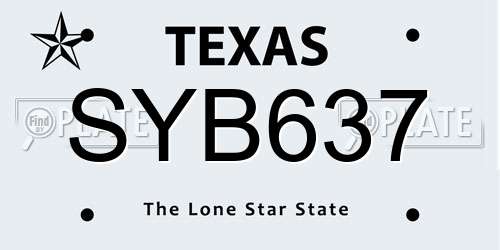 SYB637 Texas License Plate