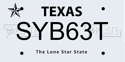 SYB63T Texas License Plate