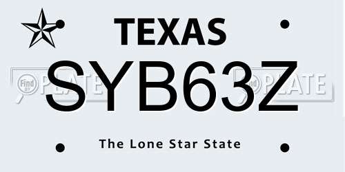 SYB63Z Texas License Plate