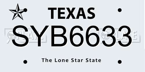 SYB6633 Texas License Plate