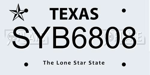 SYB6808 Texas License Plate