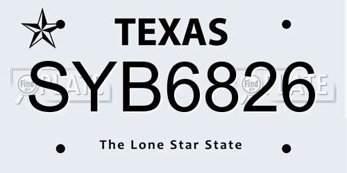 SYB6826 Texas License Plate